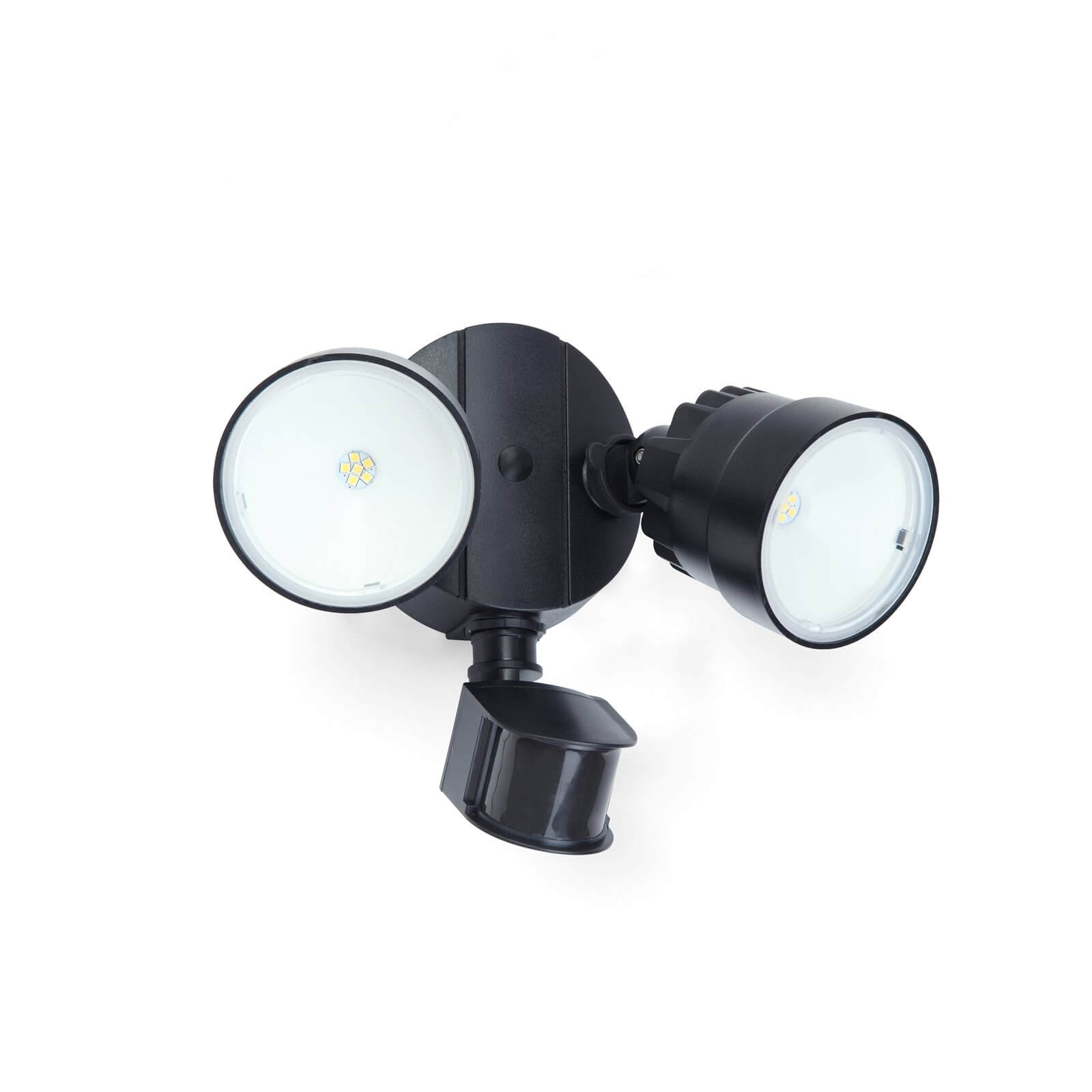 Lutec Shrimp 15W Twin LED PIR Wall Light - Black