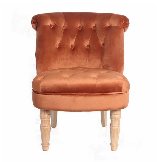 Carlos Boudoir Style Chair In Orange Fabric With Linen Effect