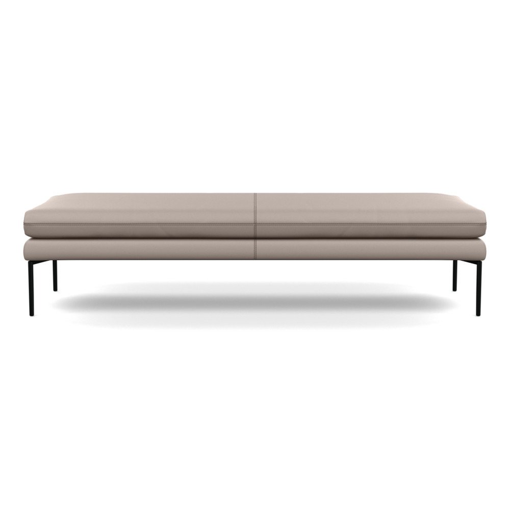 Heal's Matera Bench 180cm Leather Grain Light Grey 060 Black Feet