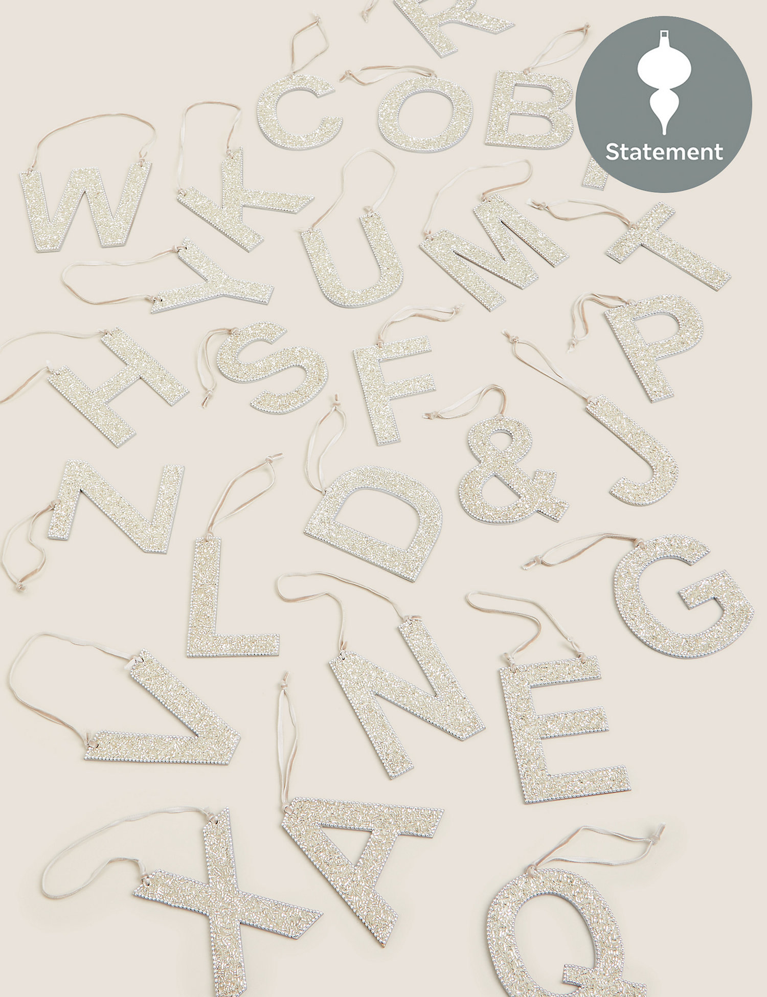 M&S Silver Beaded Hanging Letter Decoration