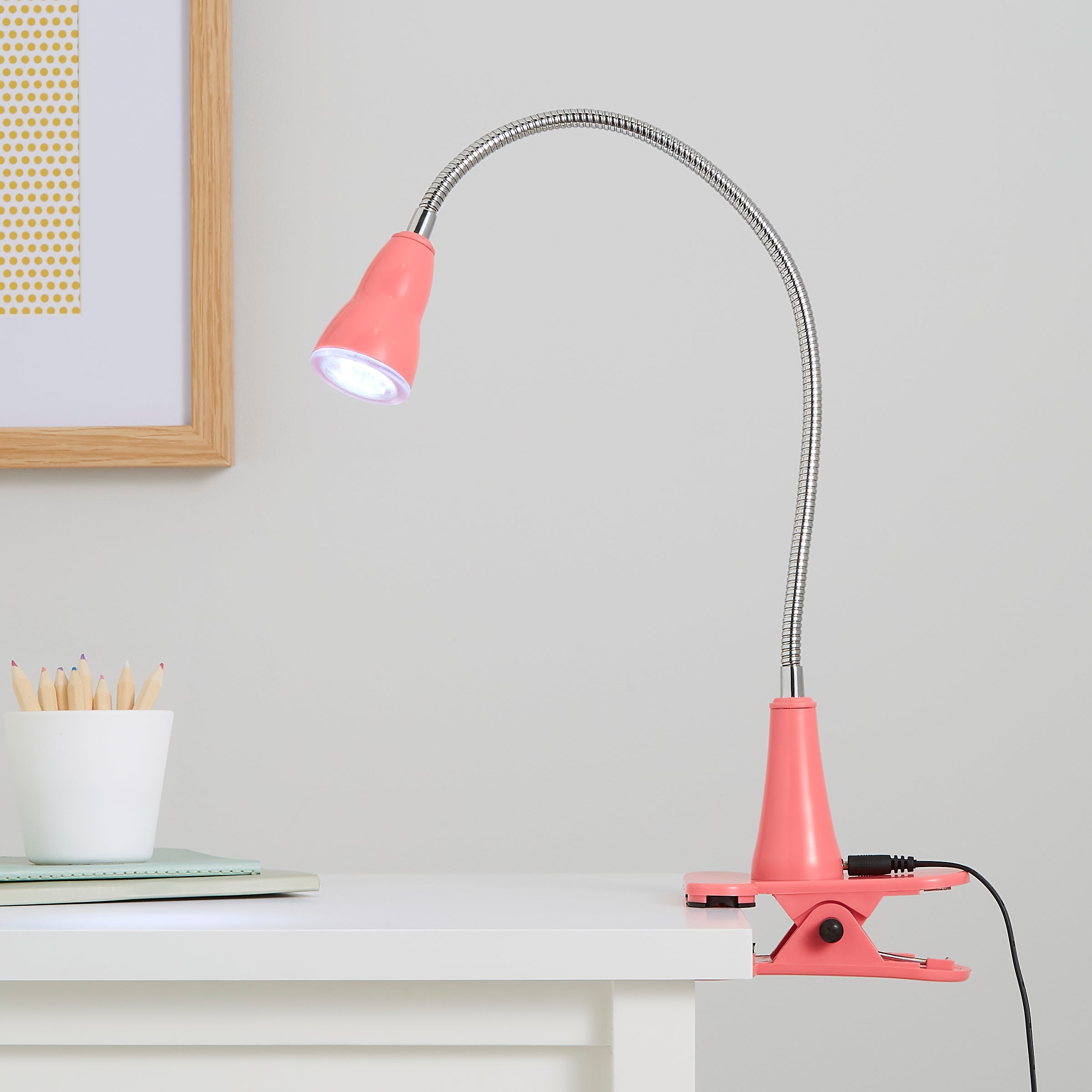 Clip on Integrated LED USB Task Lamp Pink