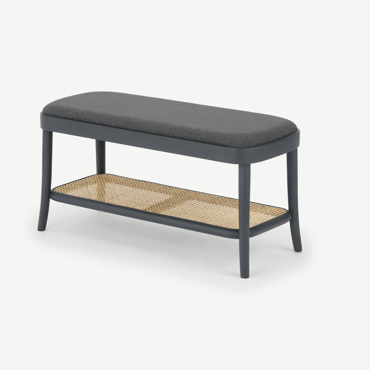 Raleigh Storage Bench, Rattan and Charcoal