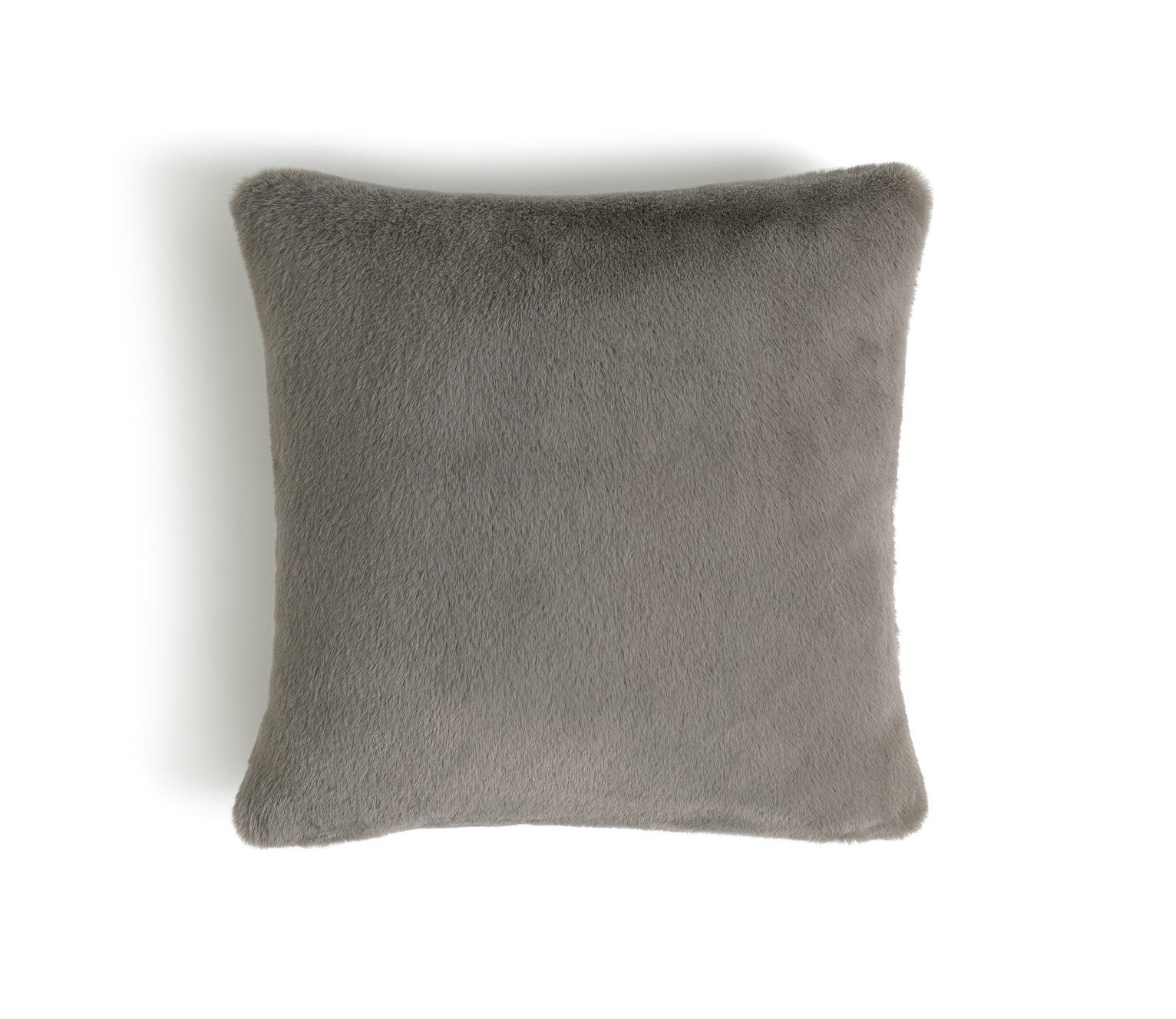 Habitat Plain Faux Fur Cushion - Grey - 43x43cm