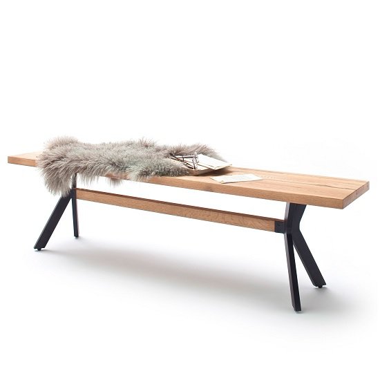 Norwich Wooden Dining Bench Rectangular In Wild Oak