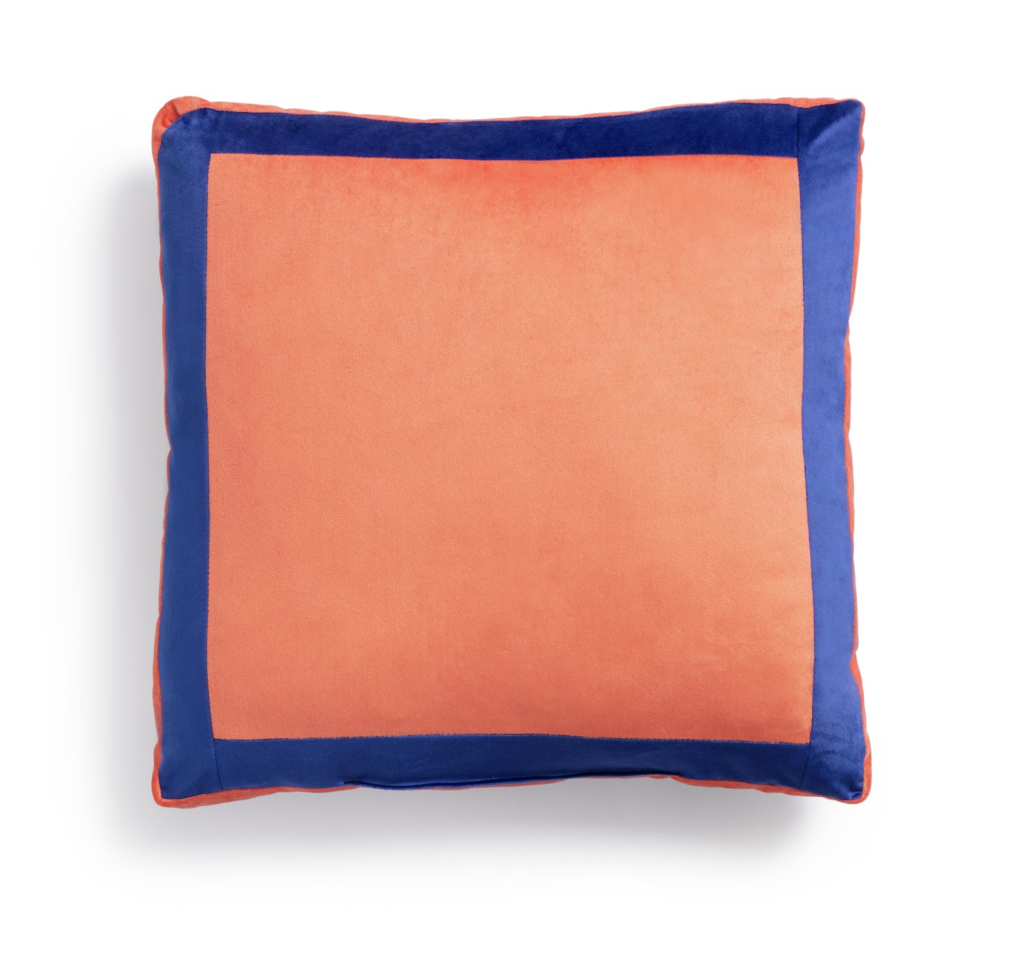Habitat Velvet Block Patterned Cushion - Orange - 50x50cm
