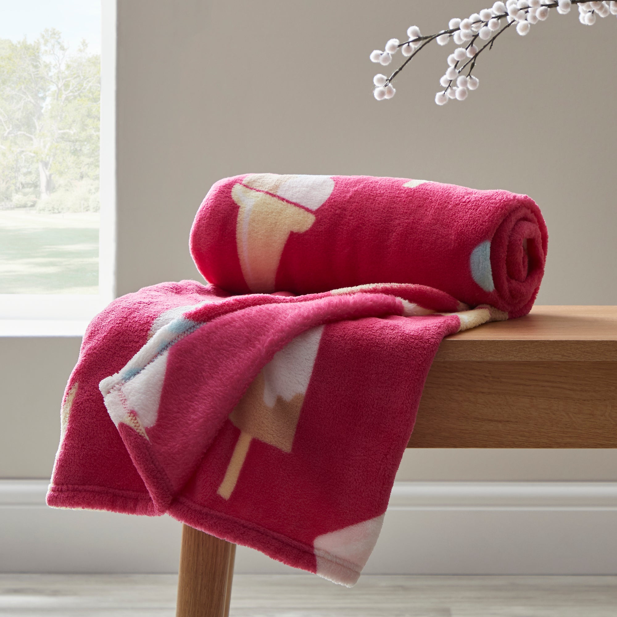 Ice Cream Fleece Blanket Hot Pink