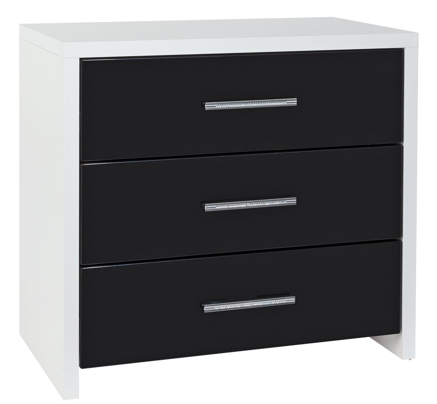 Argos Home Broadway 3 Drawer Chest - Black Gloss & White