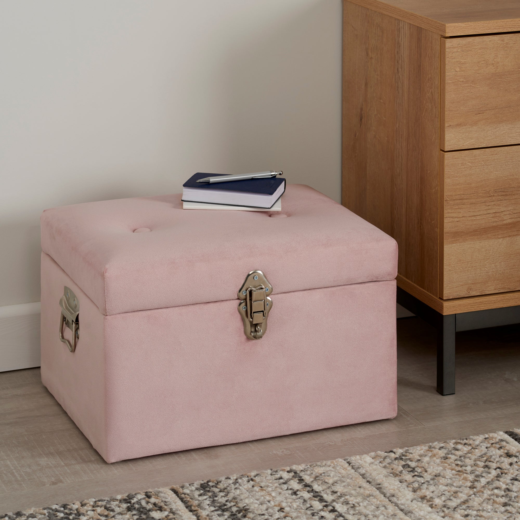 Luxe Blush Velvet Storage Trunk Blush