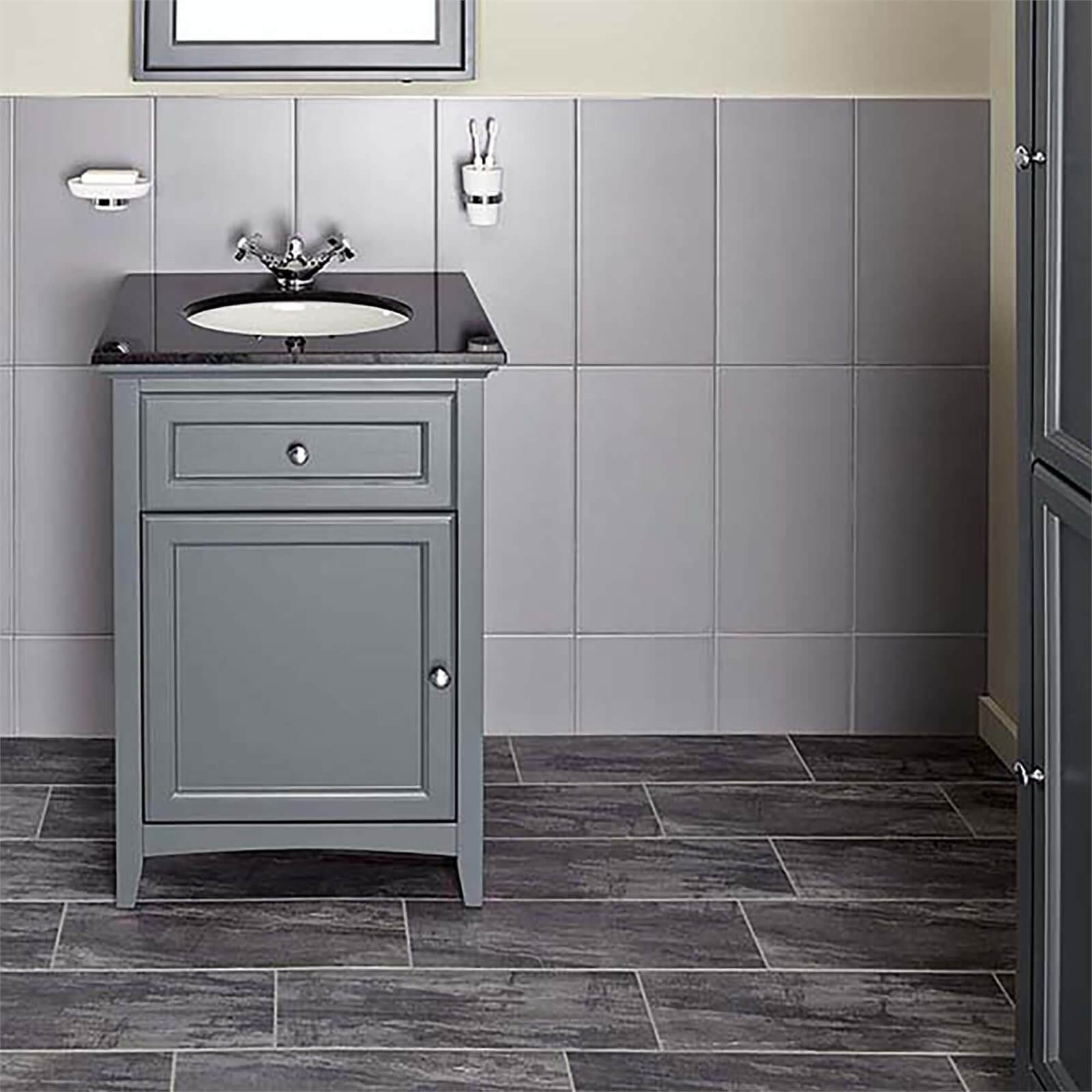 Bathstore Savoy 600mm Granite Top Floorstanding Vanity Unit - Charcoal Grey