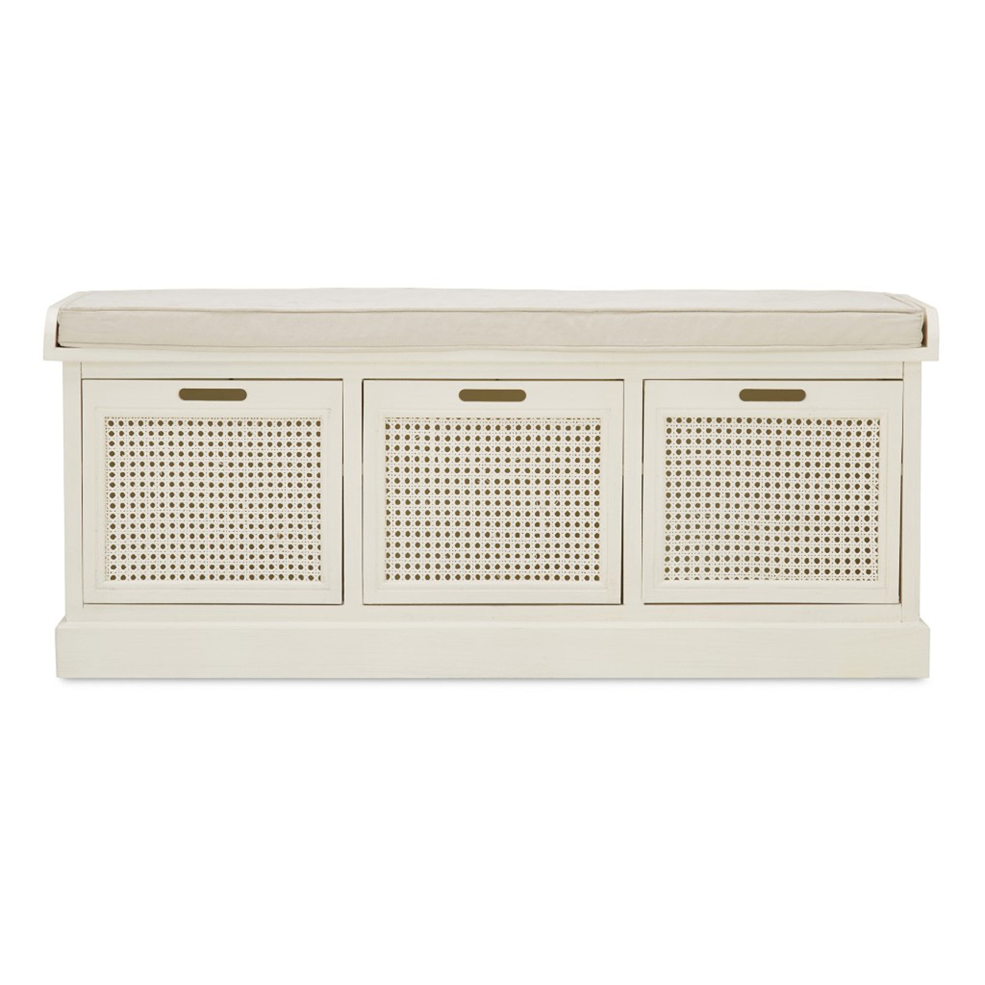 Lucy Cane Cream Storage Bench Natural (White)