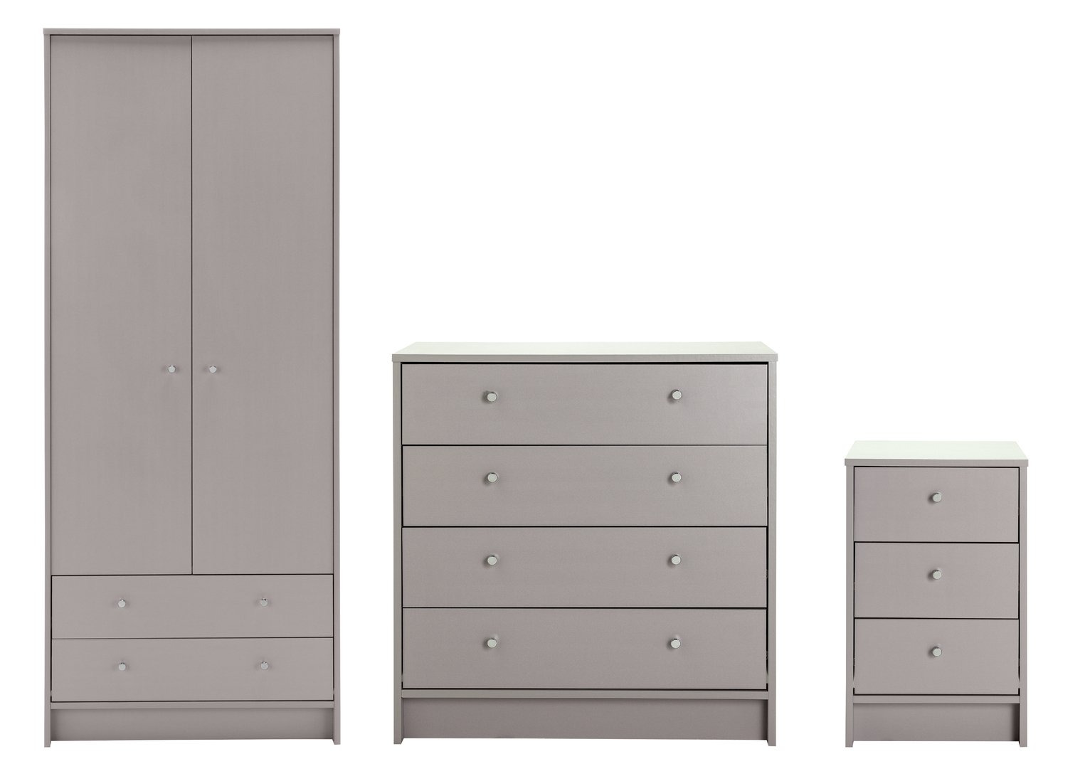 Argos Home Malibu 3 Piece 2 Door Wardrobe Set - Grey