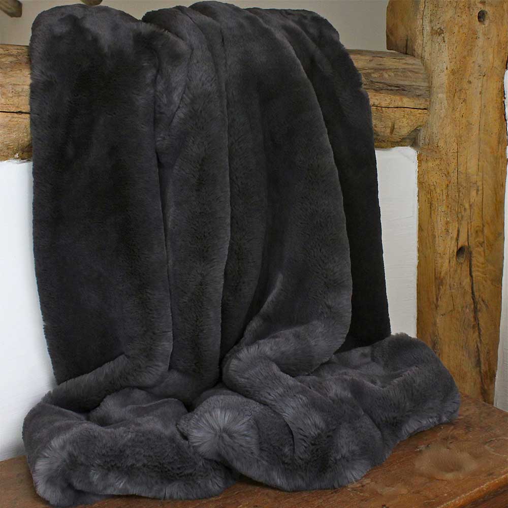 Faux Fur Throw, Dark Grey