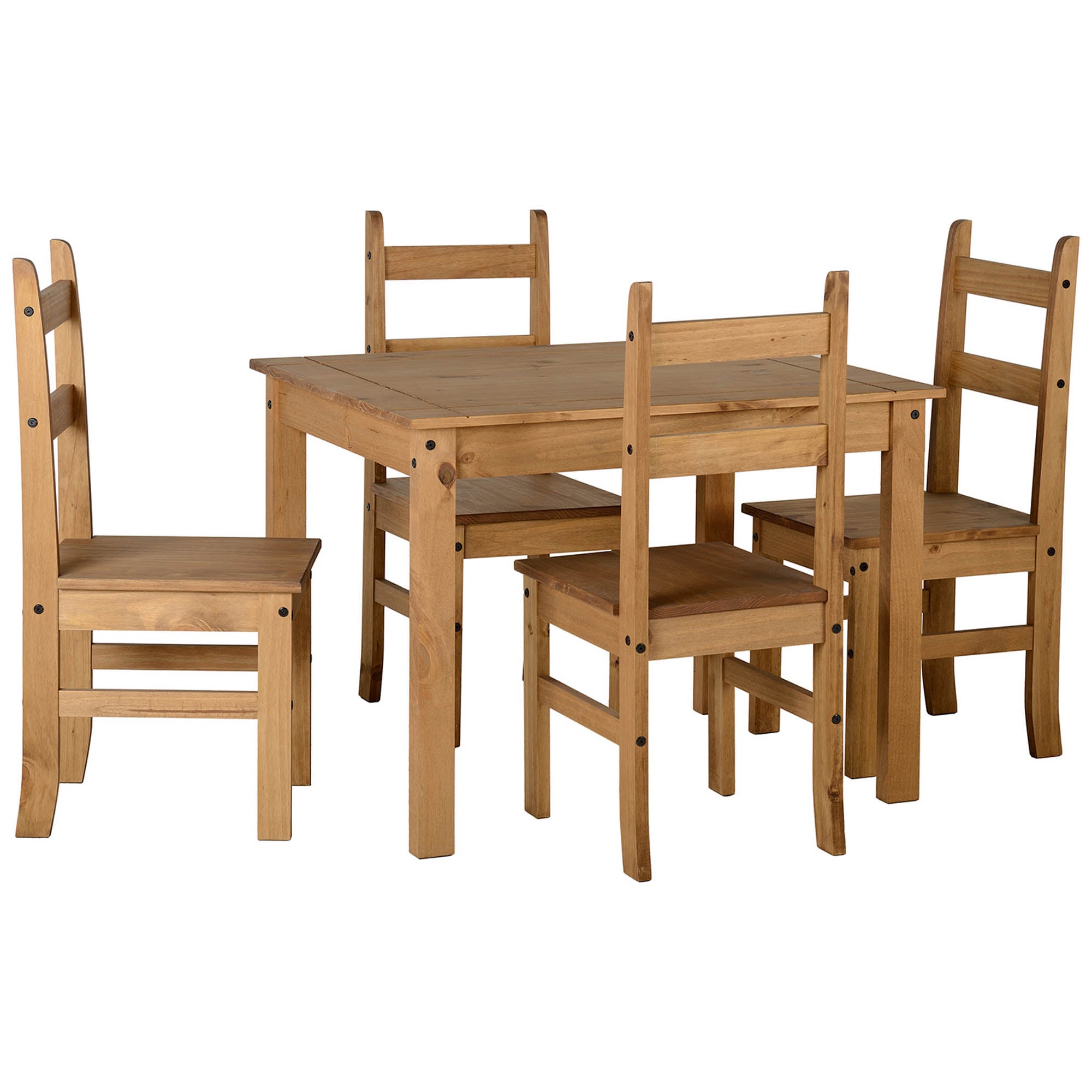 Corona Pine 4 Seater Dining Set Brown