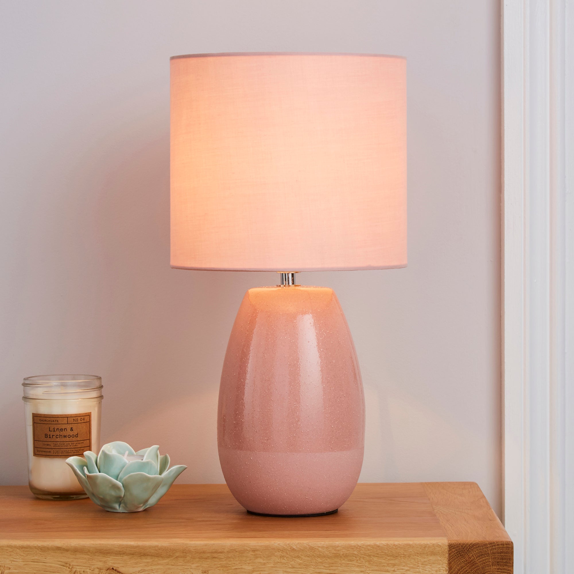 Alby Ceramic Pink Table Lamp Pink