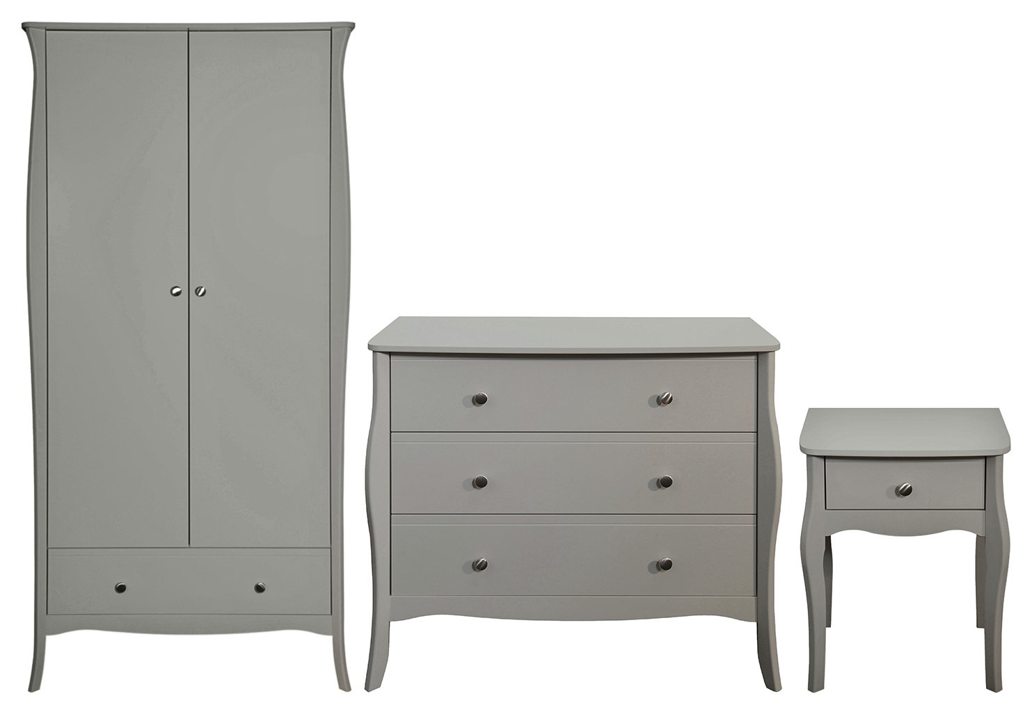 Amelie 3 Piece 2 Door 1 Drawer Wardrobe Set -Grey