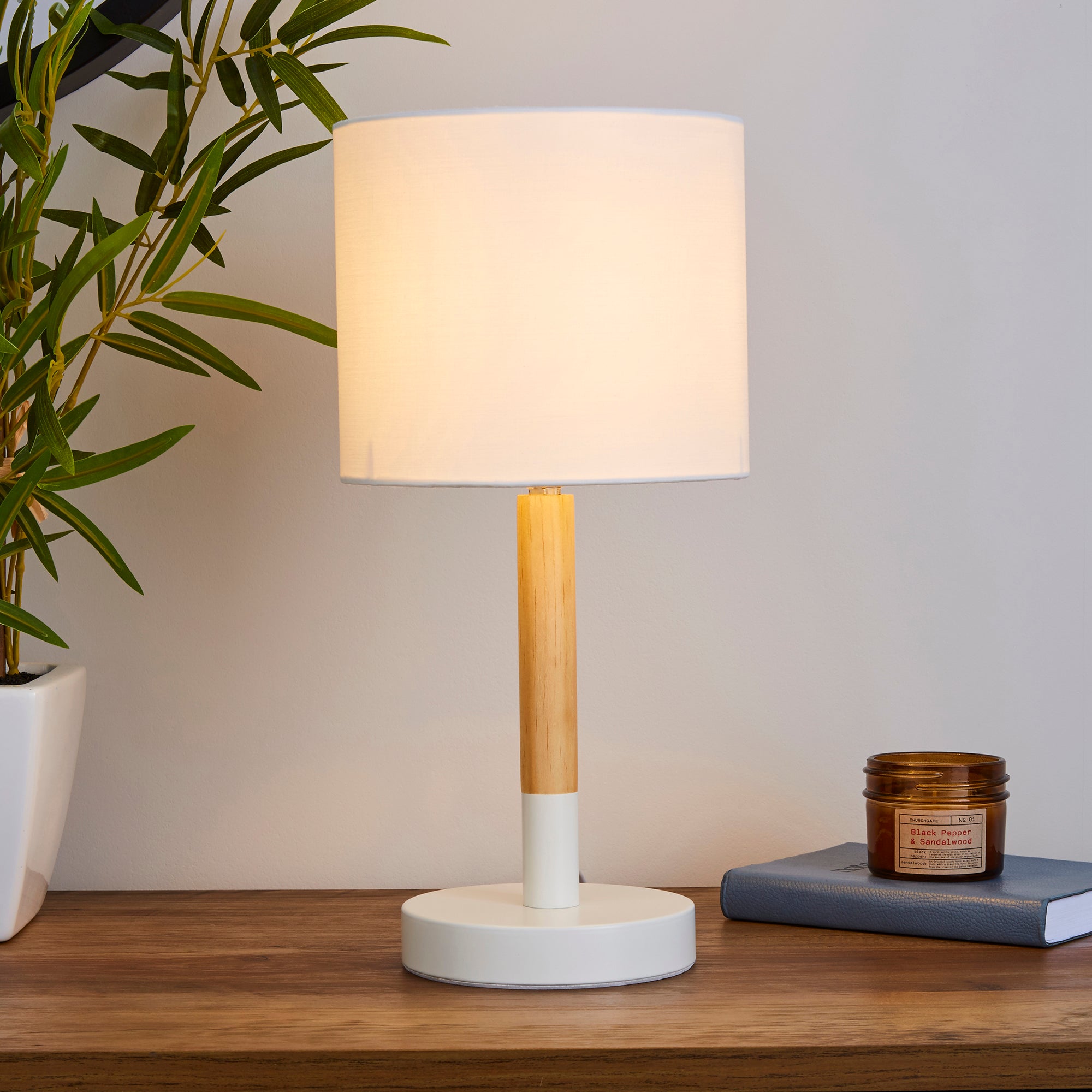 Dion White Wood Table Lamp White