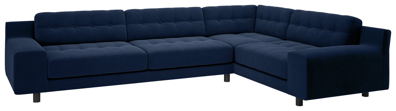 Habitat Hendricks Left Corner Velvet Sofa - Navy Blue