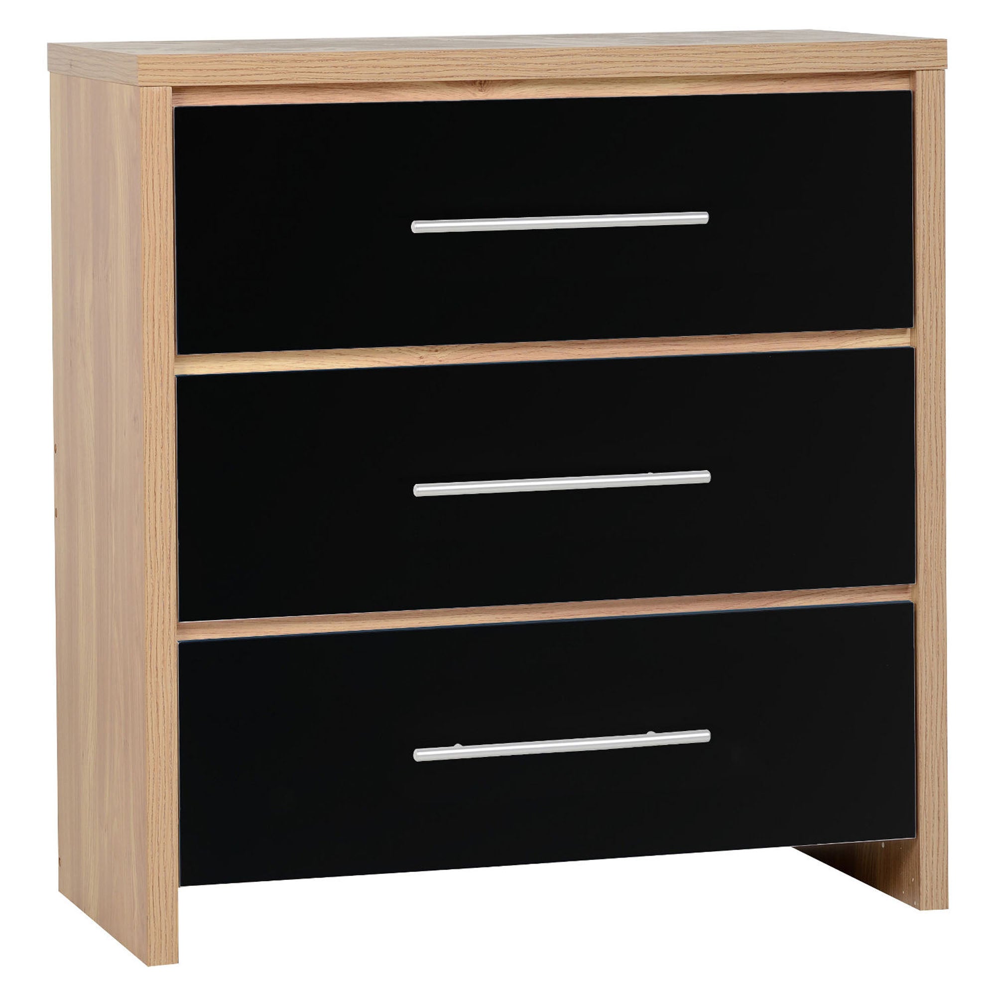 Seville Black 3 Drawer Chest Natural/Black