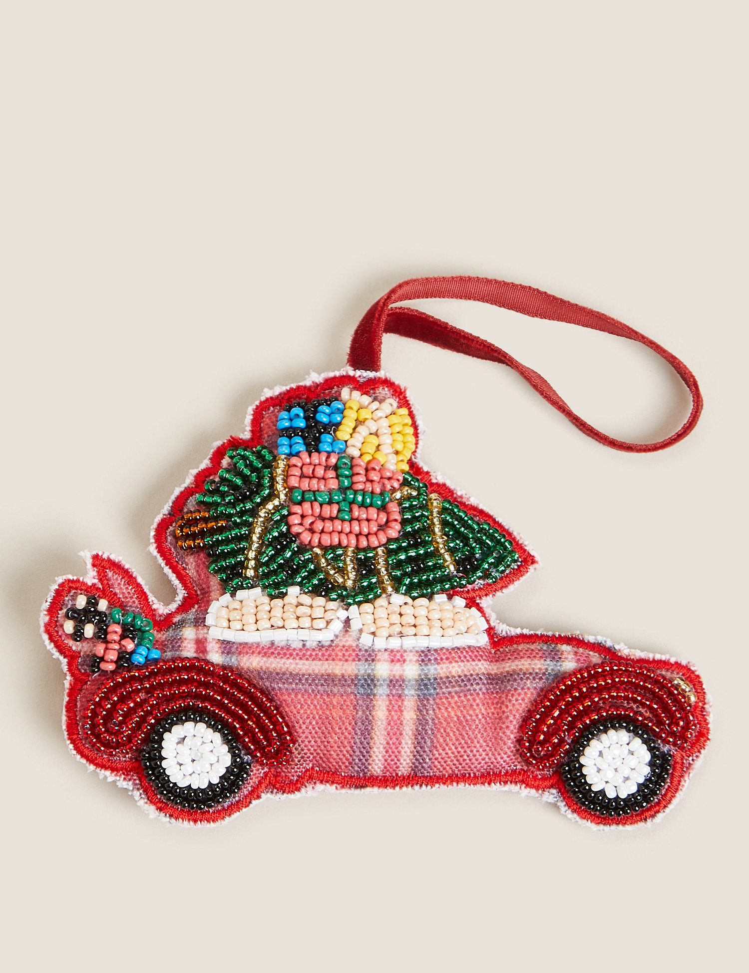 M&S Tartan Hanging Car Tree Decoration
