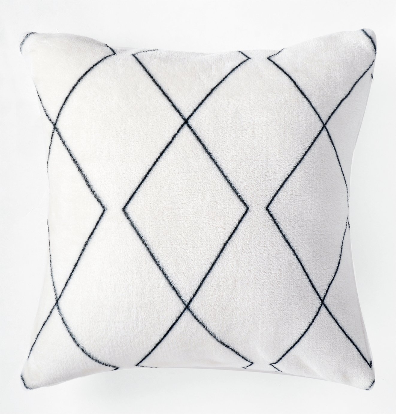 Argos Home Fleece Berber Diamond Cushion - White - 43x43cm