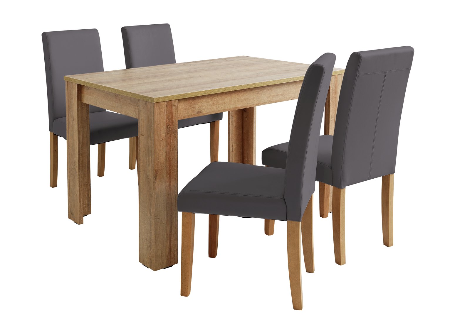 Argos Home Miami Oak Effect Table & 4 Charcoal Chairs
