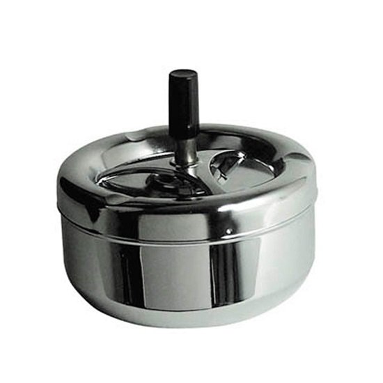 Mark Spinning Ashtray In Chrome With Black Handle