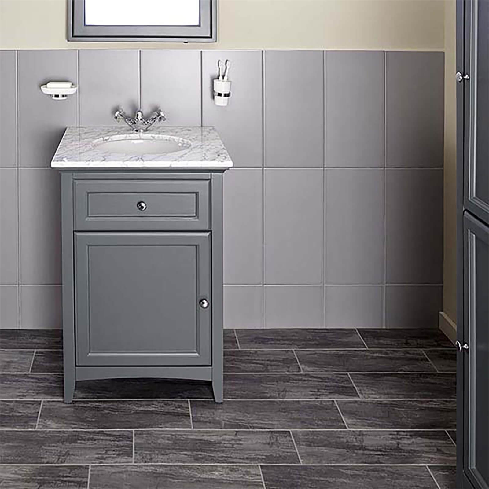 Bathstore Savoy 600mm Marble Top Floor standing Vanity Unit - Charcoal Grey
