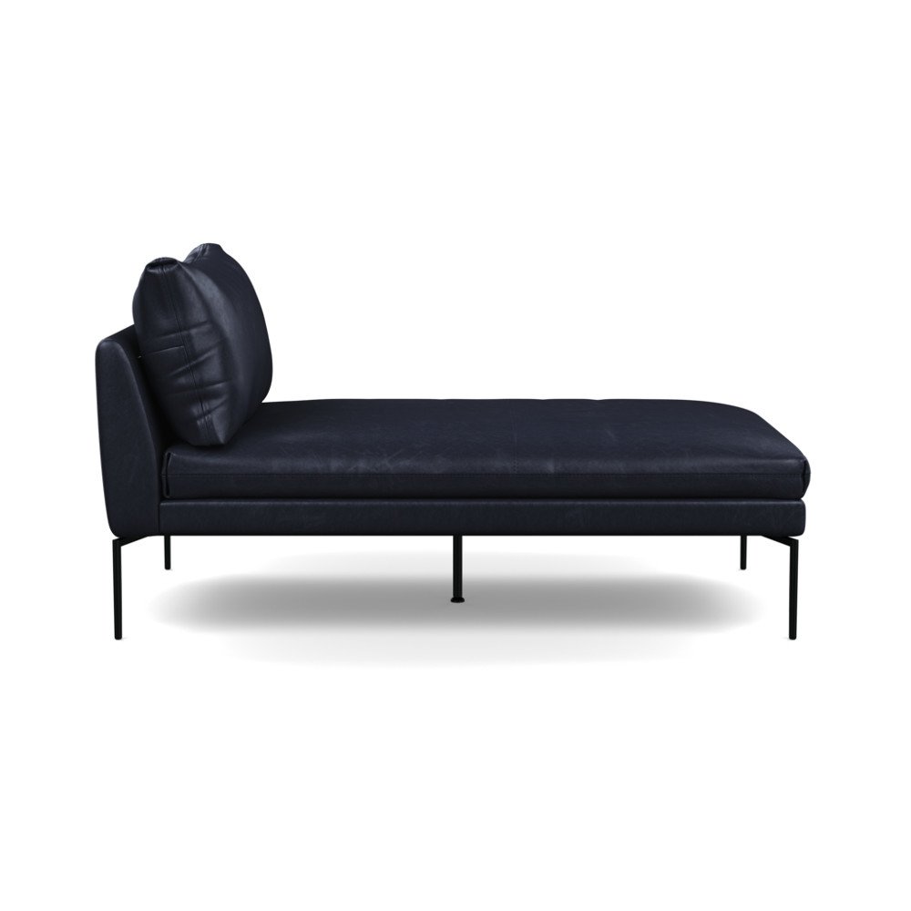 Heal's Matera Chaise Longue Leather Stonewash Black 263 Black Feet