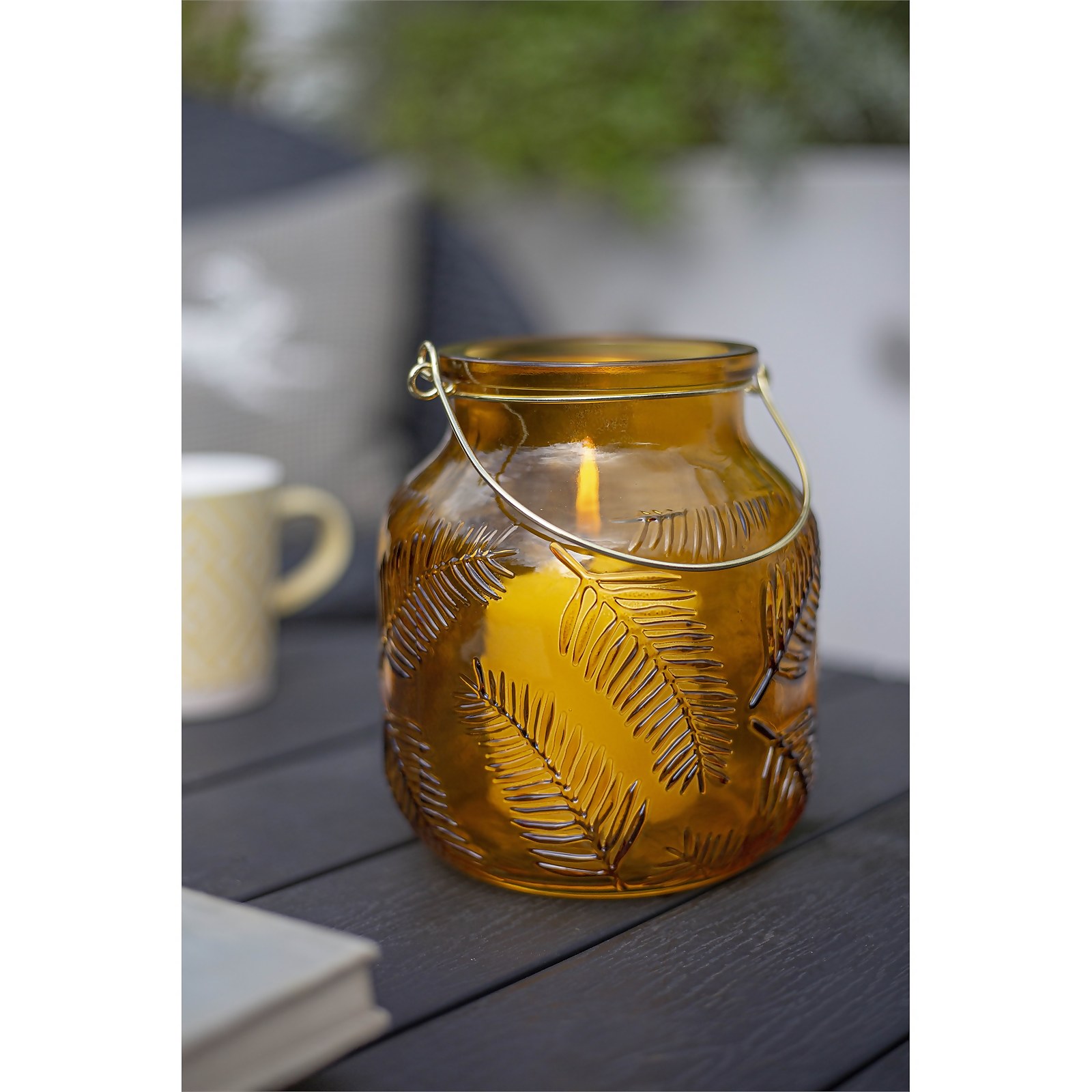 Lifestyle Yellow Glass Garden Lantern