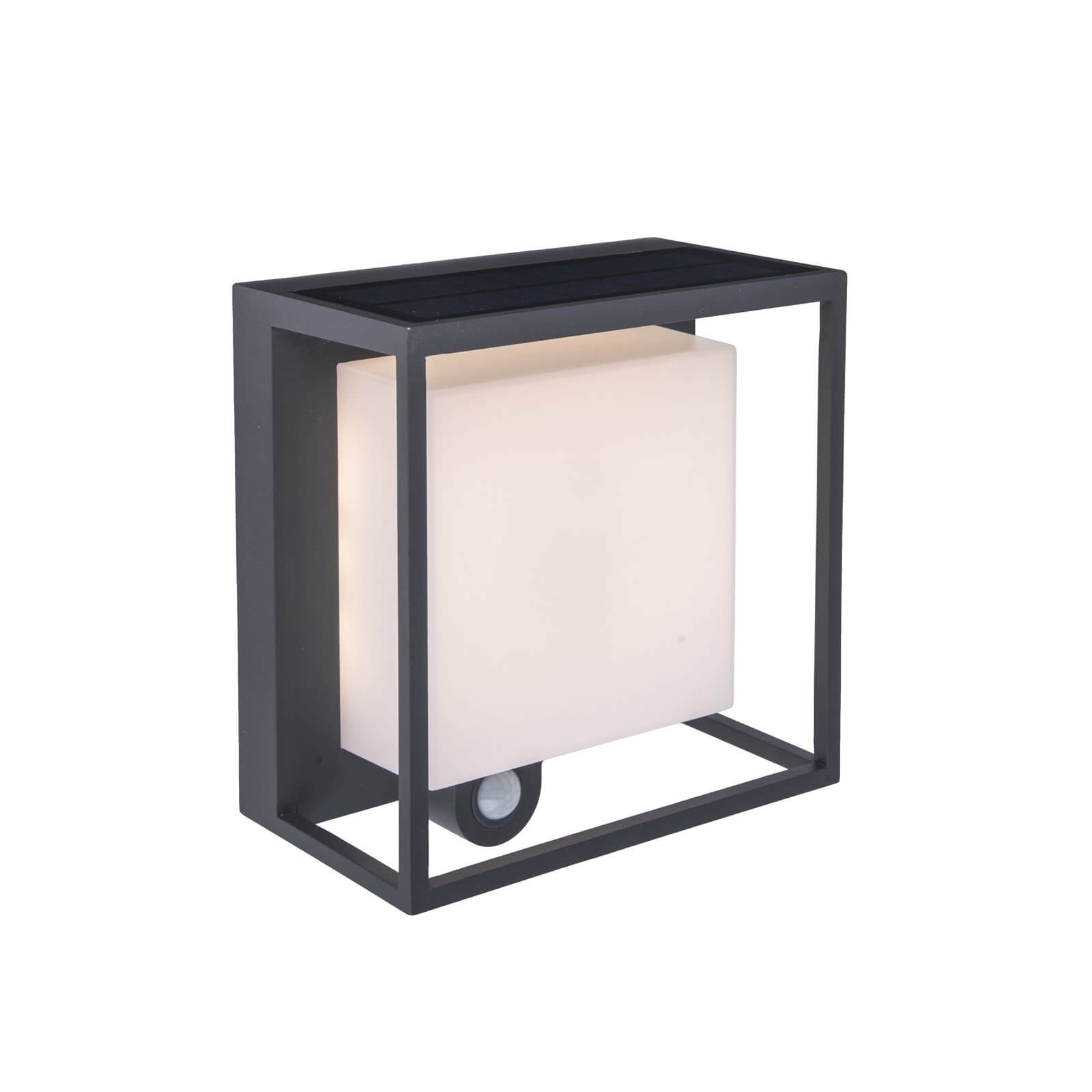 Lutec Curtis Solar LED Outdoor Wall Light With PIR Motion Sensor