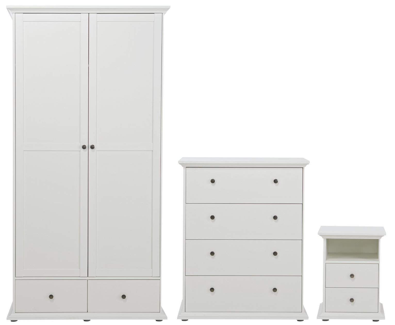 Habitat Heathland 3 Pc 2 Door 2 Drw Wardrobe Set - White