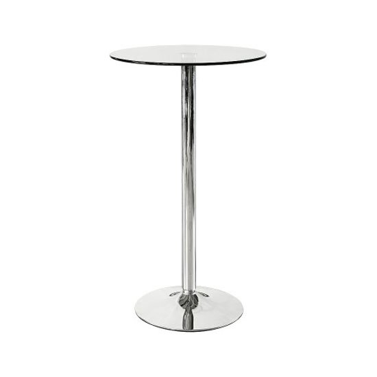 Alford Glass Bar Table In Clear With Chrome Base