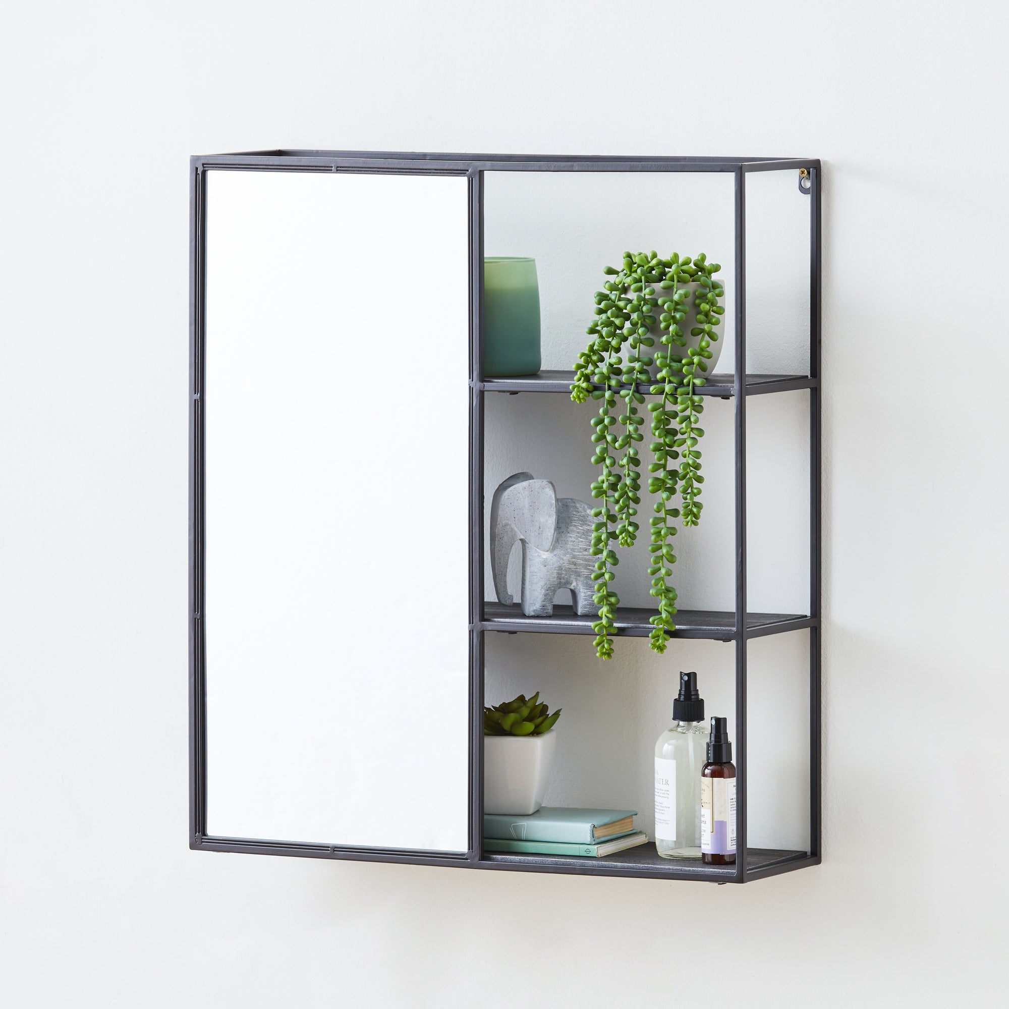 Mirrored Black Metal Shelf Black