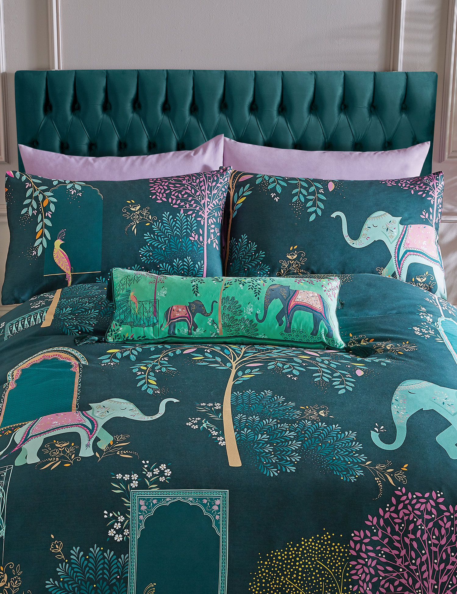 M&S Sara Miller 2 Pack Cotton Elephant Oasis Pillowcases
