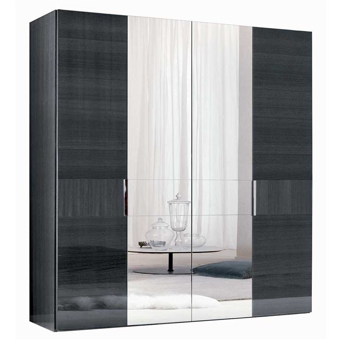 Borgia 4 Door Wardrobe, Grey High Gloss