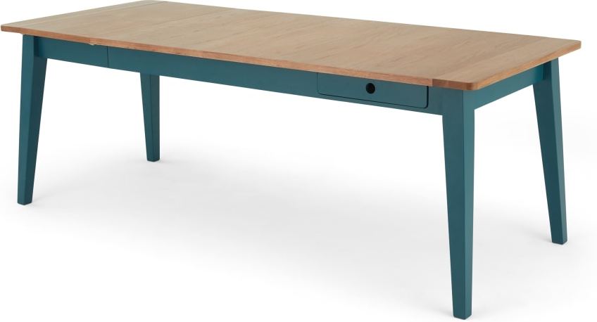 Ralph 6-8 Seat Extending Dining Table, Oak and Teal