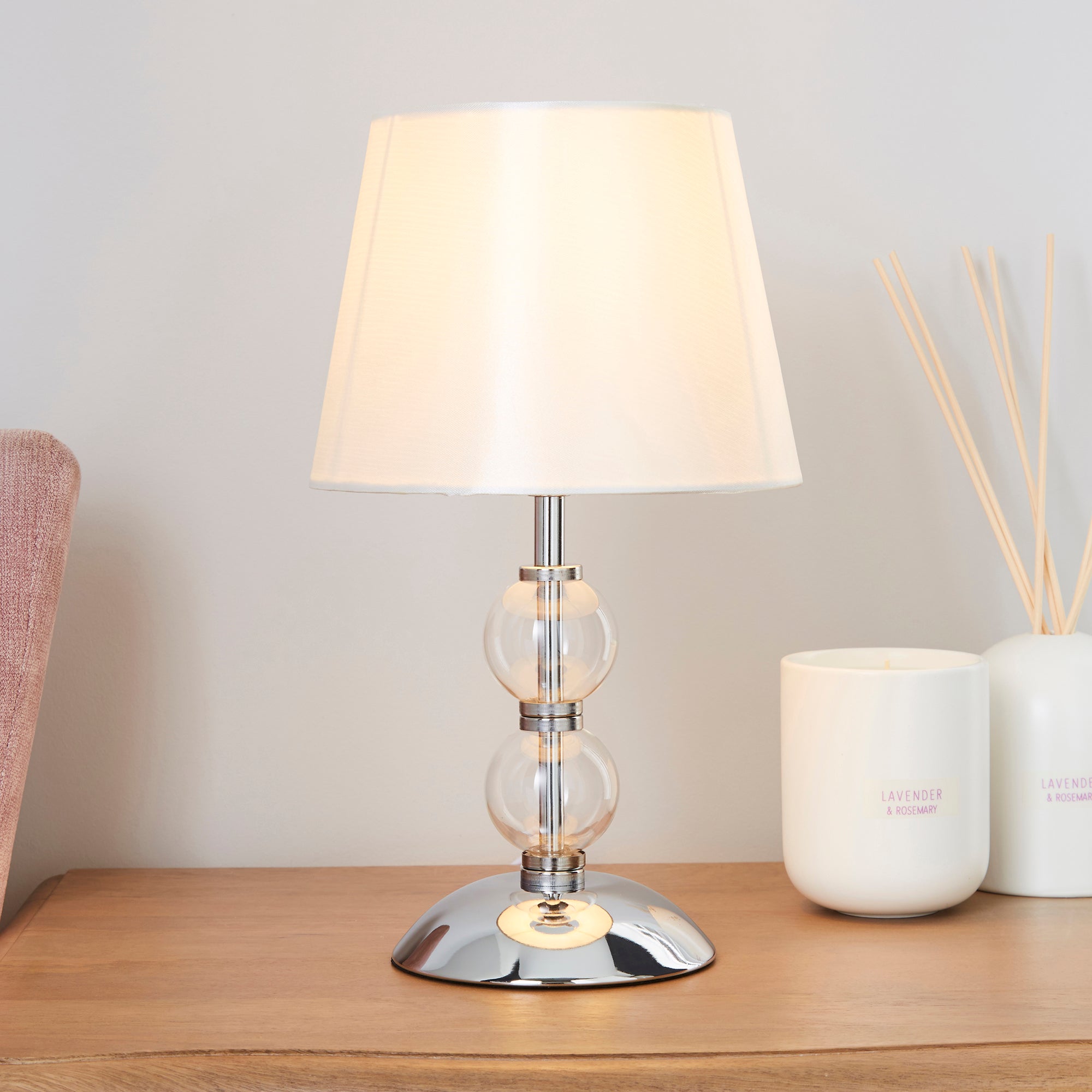 Rosie Glass Ball Table Lamp Cream