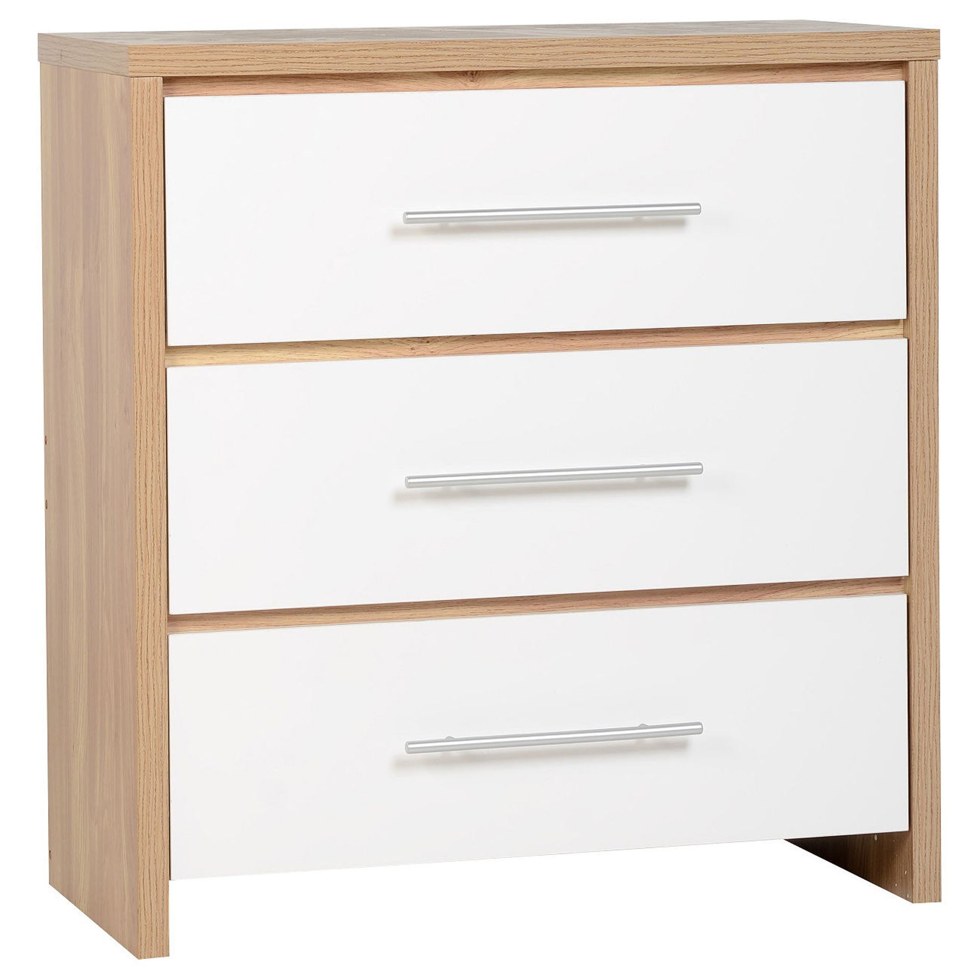Seville White 3 Drawer Chest Natural/White