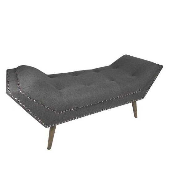 Strugard Medium Chaise In Charcoal Grey Fabric