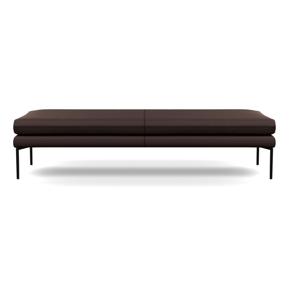 Heal's Matera Bench 180cm Leather Grain Chocolate 066 Black Feet