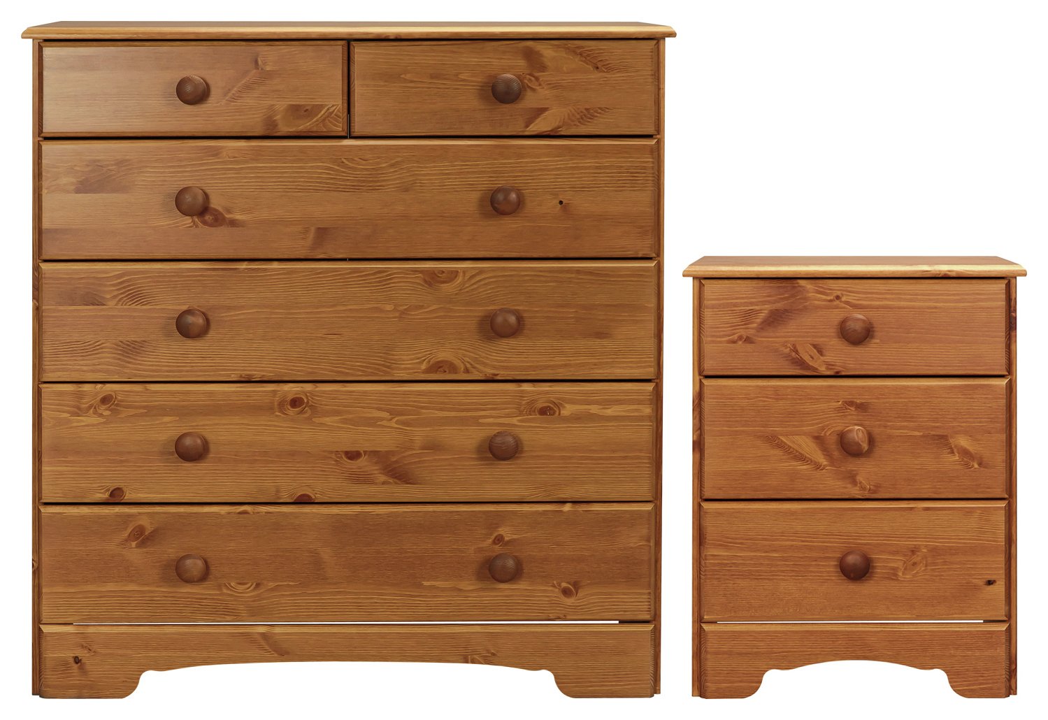 Argos Home Nordic Bedside & 4+2 Drawer Chest Set - Pine