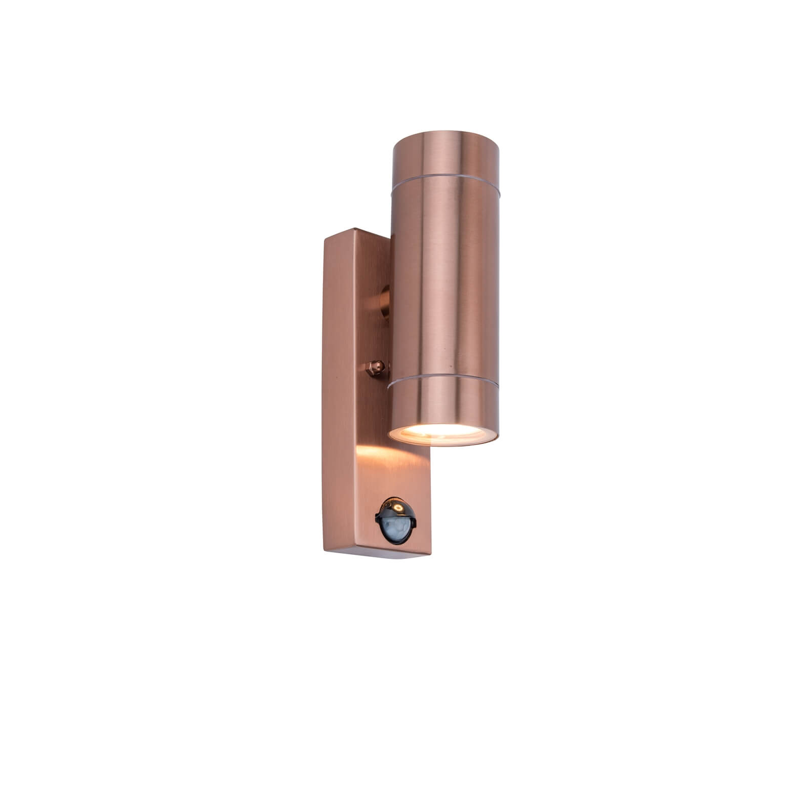 Lutec Rado Up And Down Outdoor Wall Light With PIR Motion Sensor In Copper