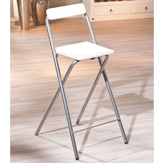 Inet Bar Stool In High Gloss White With Metal Frame
