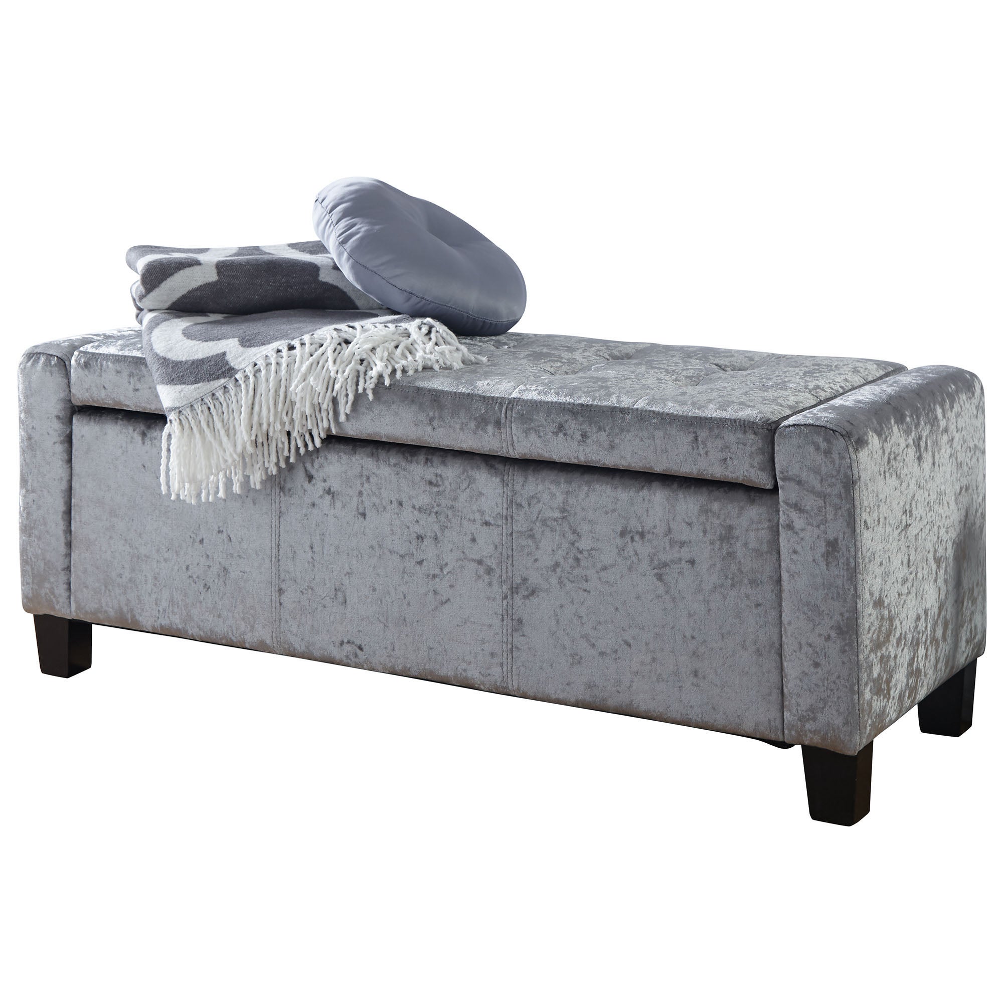 Verona Crushed Velvet Ottoman Grey