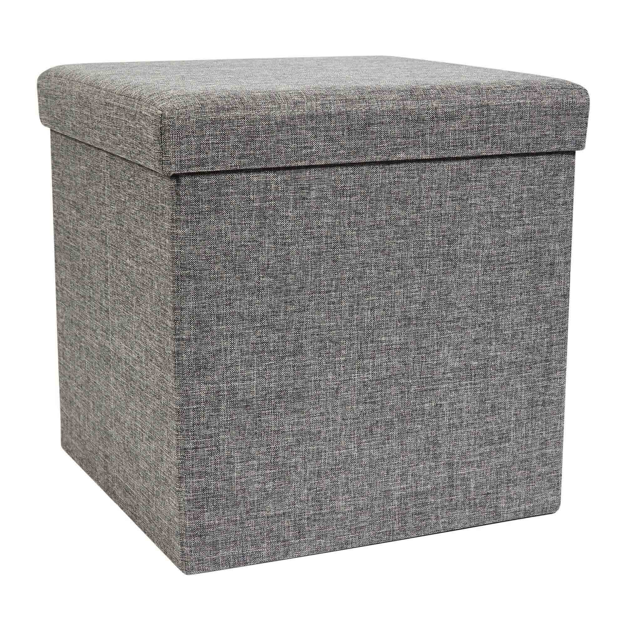 Foldable Grey Cube Ottoman Grey
