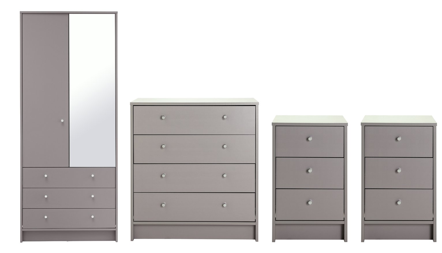 Argos Home Malibu 4 Piece 2 Door Mirror Wardrobe Set - Grey