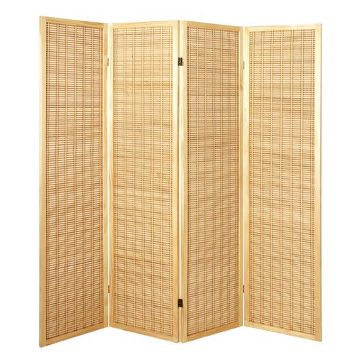 Bamboo 4 Panel Folding Room Divider In Natural