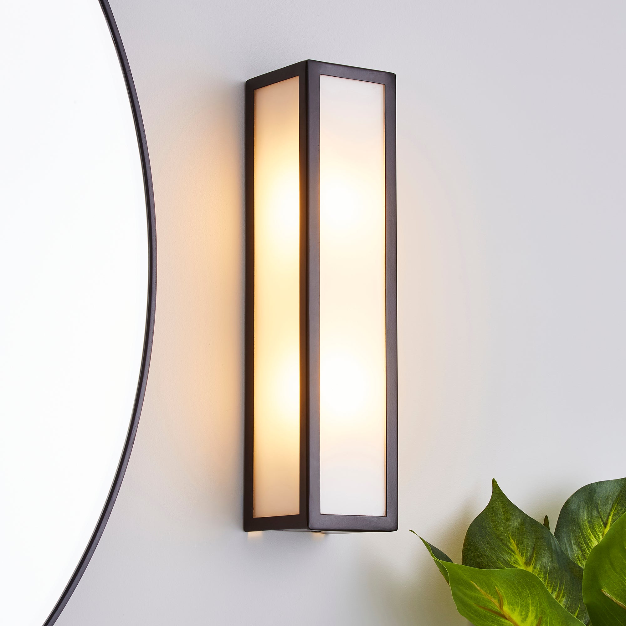 Fletcher Boxed Bathroom Wall Light Black Black