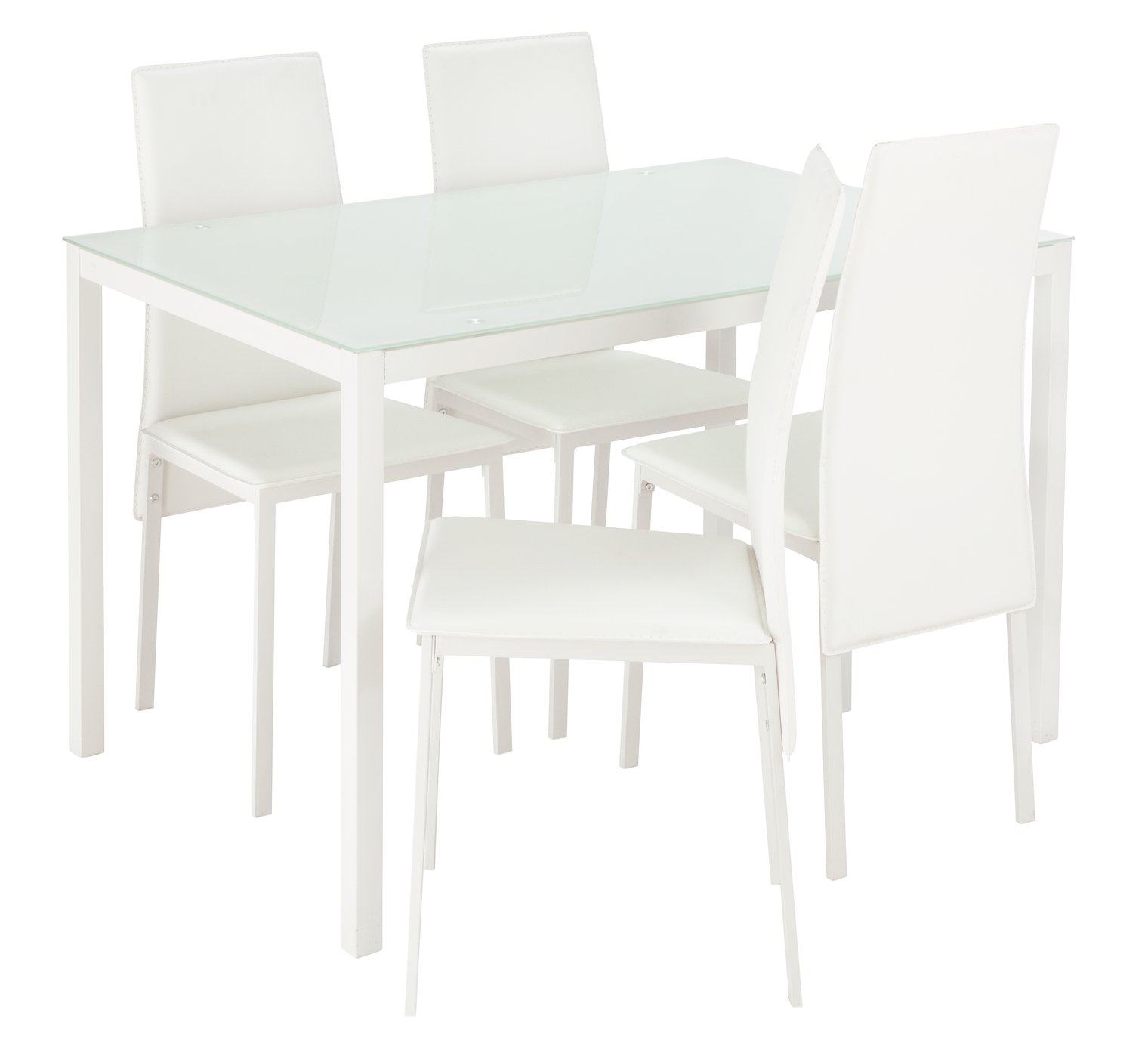 Argos Home Lido Glass Dining Table & 4 White Chairs