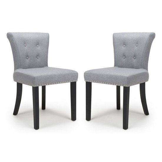 Sandringham Silver Grey Linen Effect Accent Chairs In Pair